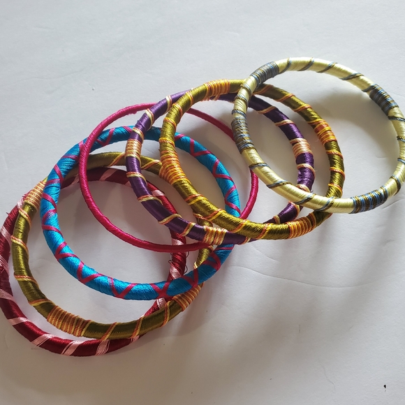 Colorful Silk Thread Bangles Set - Picture 2 of 5